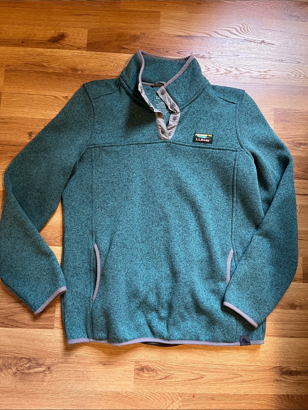 L.L. Bean Women's Teal Snap-Front Sweater Fleece Pullover